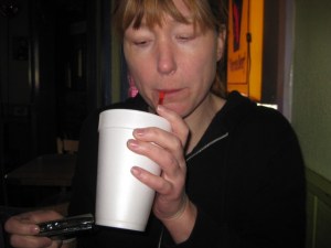 Ez had to try Hz' yummy strawberry pop.