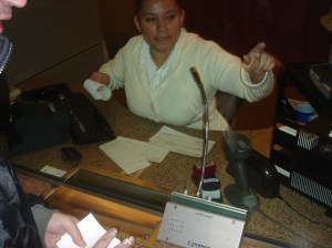 You take this blah blah to the machine, she said.