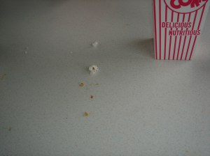 we made a mess Close up of salsa-smear.